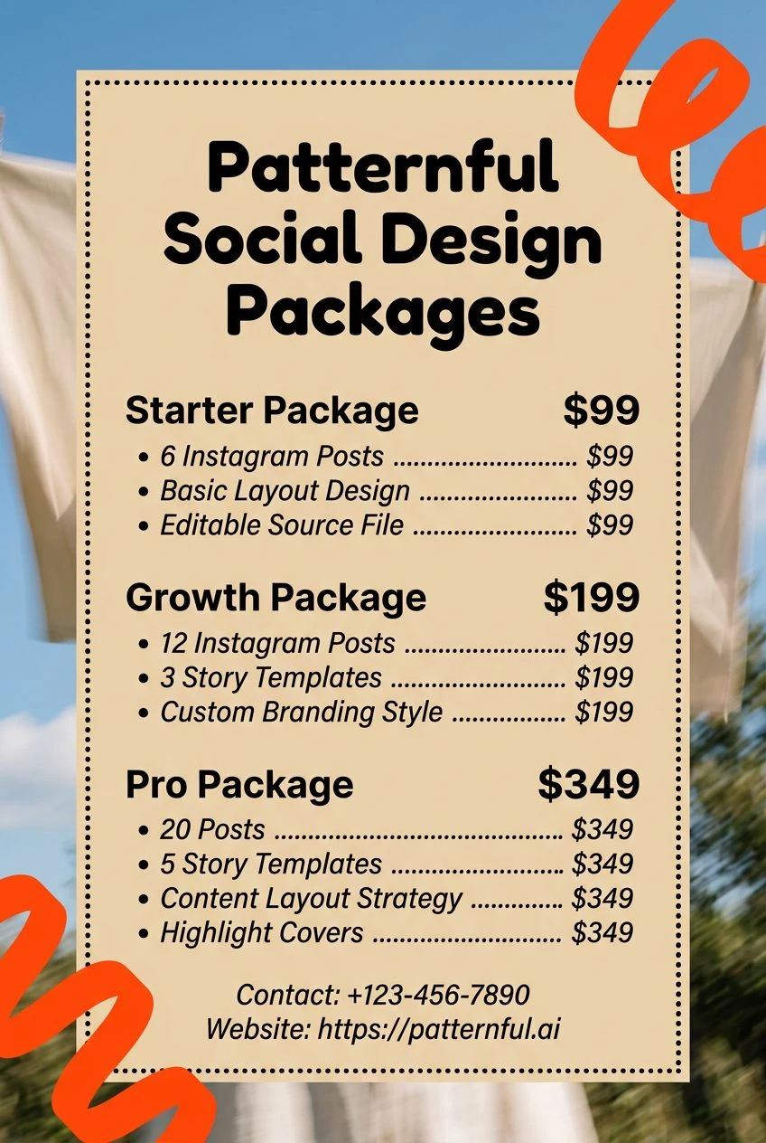 Menu made in the Marketing Studio
