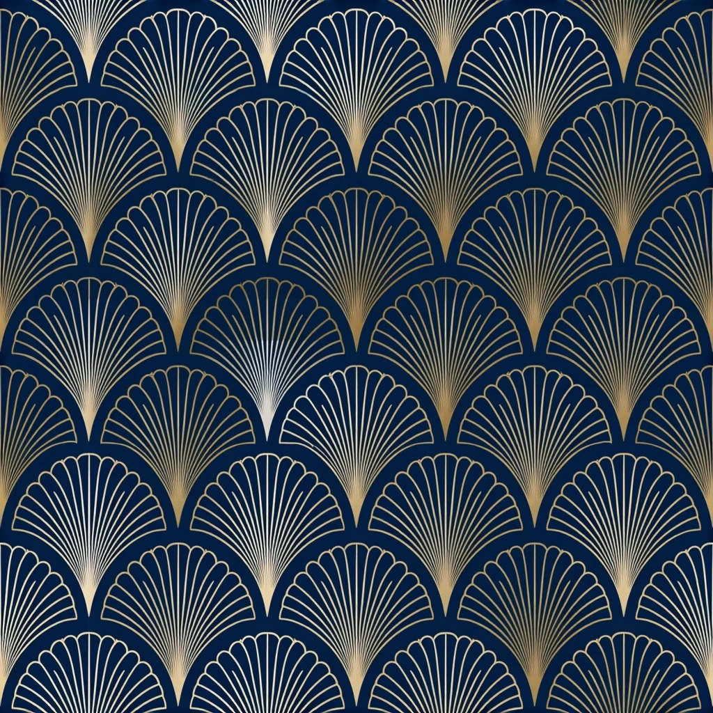 Art Deco Fan Gold Seamless Pattern