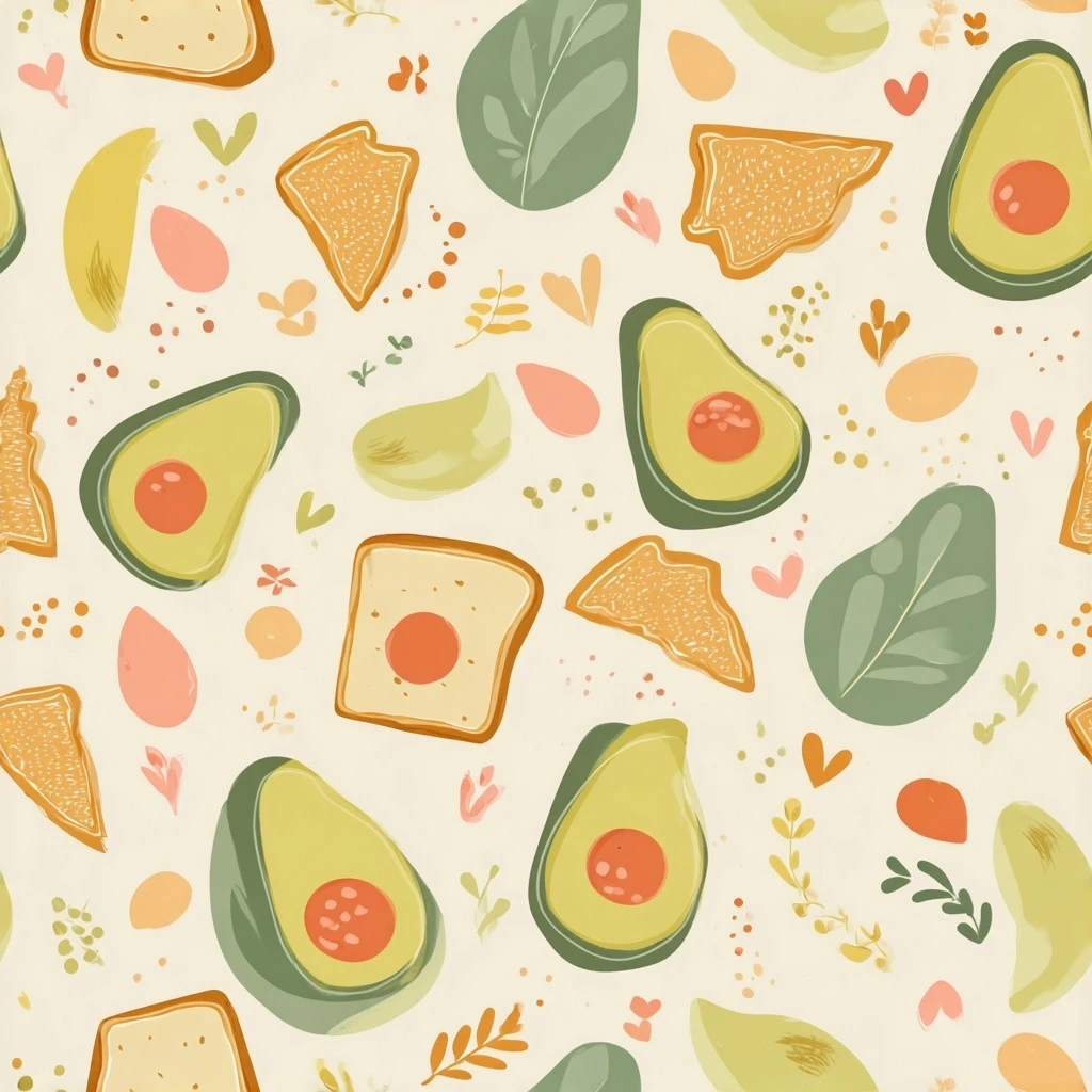 Avocado Toast Cute Seamless Pattern