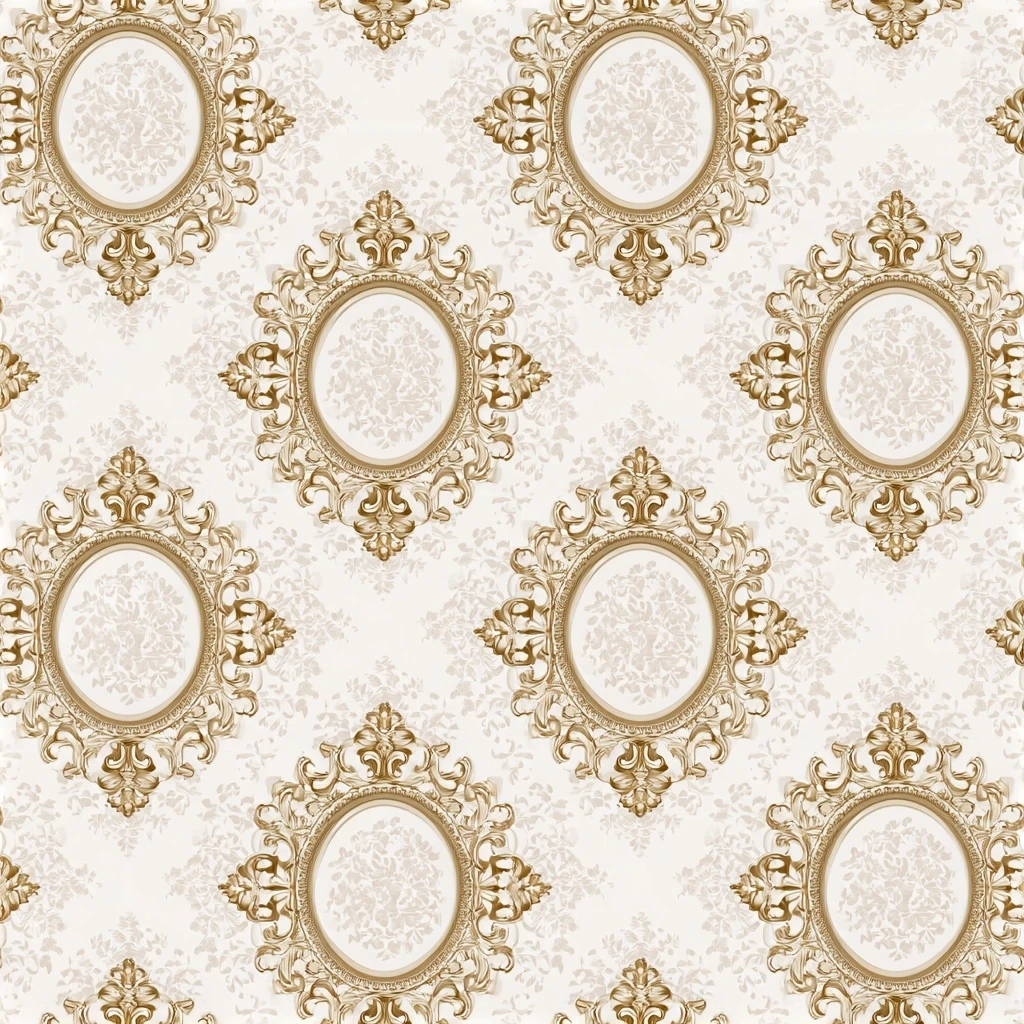 Baroque Ornate Gold Frame Seamless Pattern