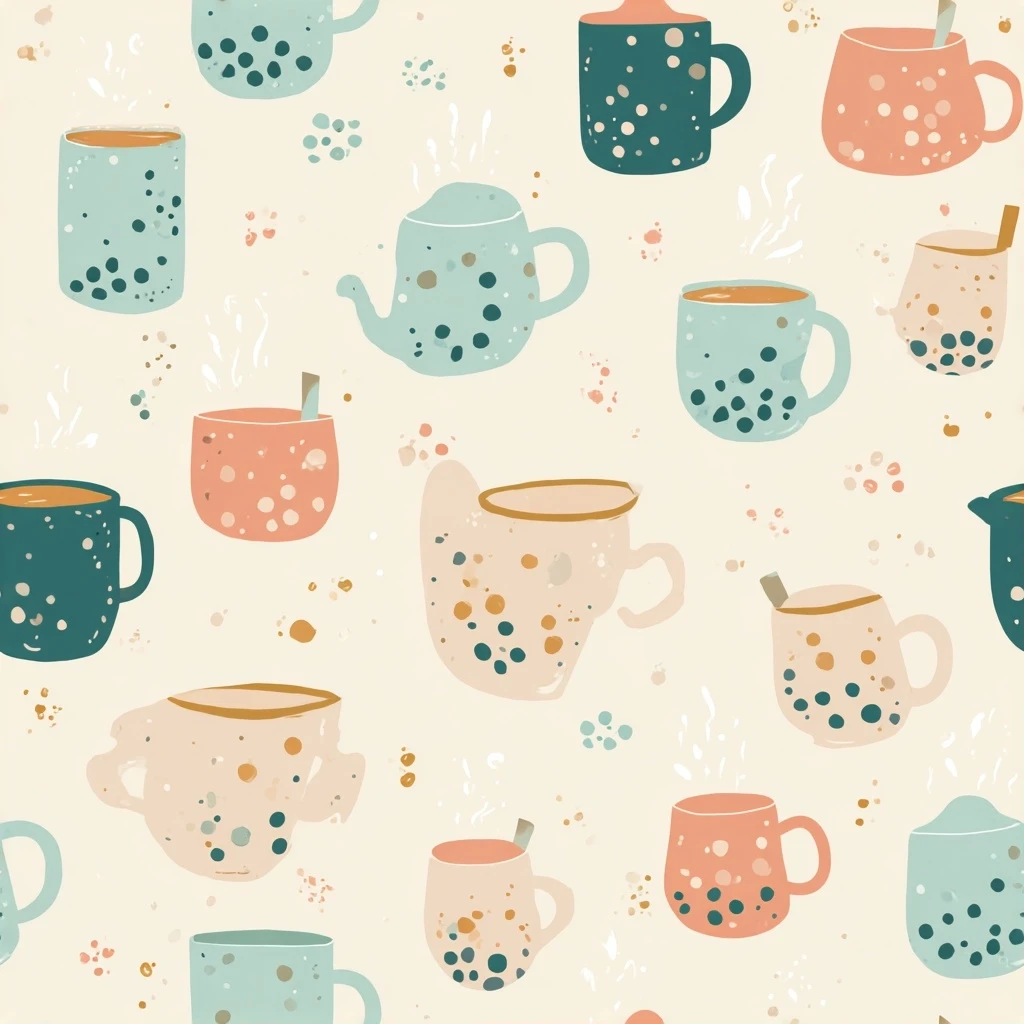 Bubble Tea Boba Seamless Pattern