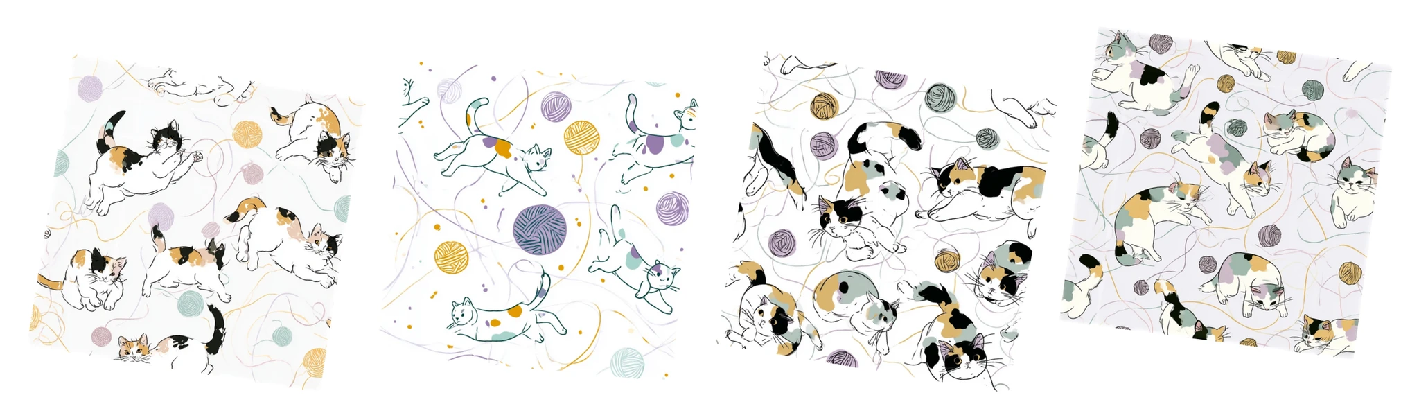 Patternful AI — Truly Seamless, Infinite Tiling Calico Cat Yarn Ball Designs