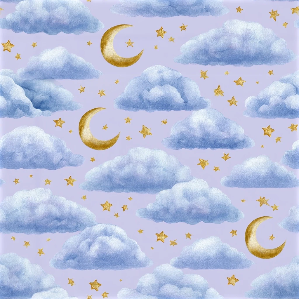 Celestial Star Moon Nursery Seamless Pattern