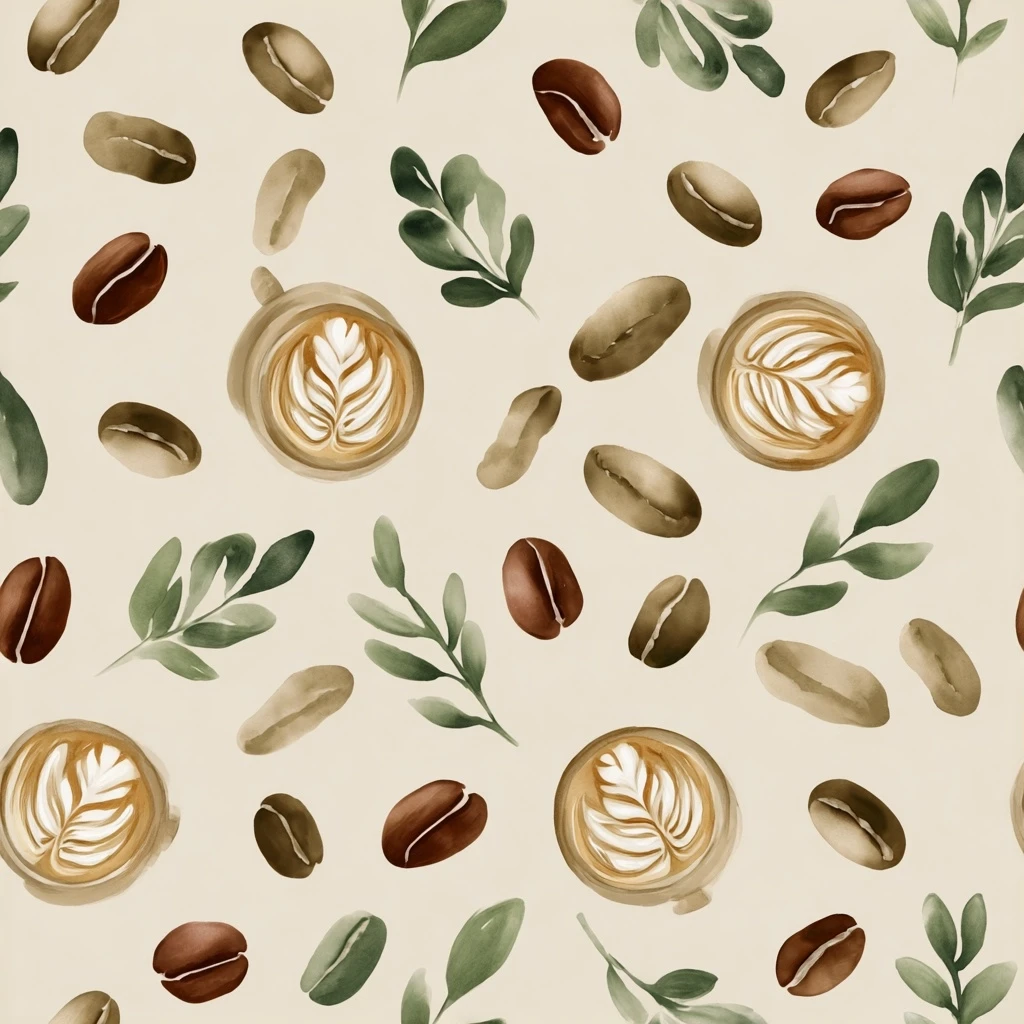 Coffee Bean Latte Art Seamless Pattern