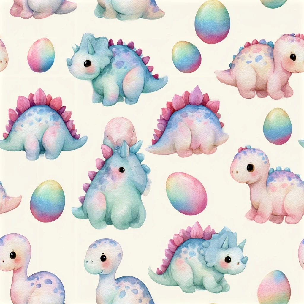 Cute Dinosaur Pastel Seamless Pattern
