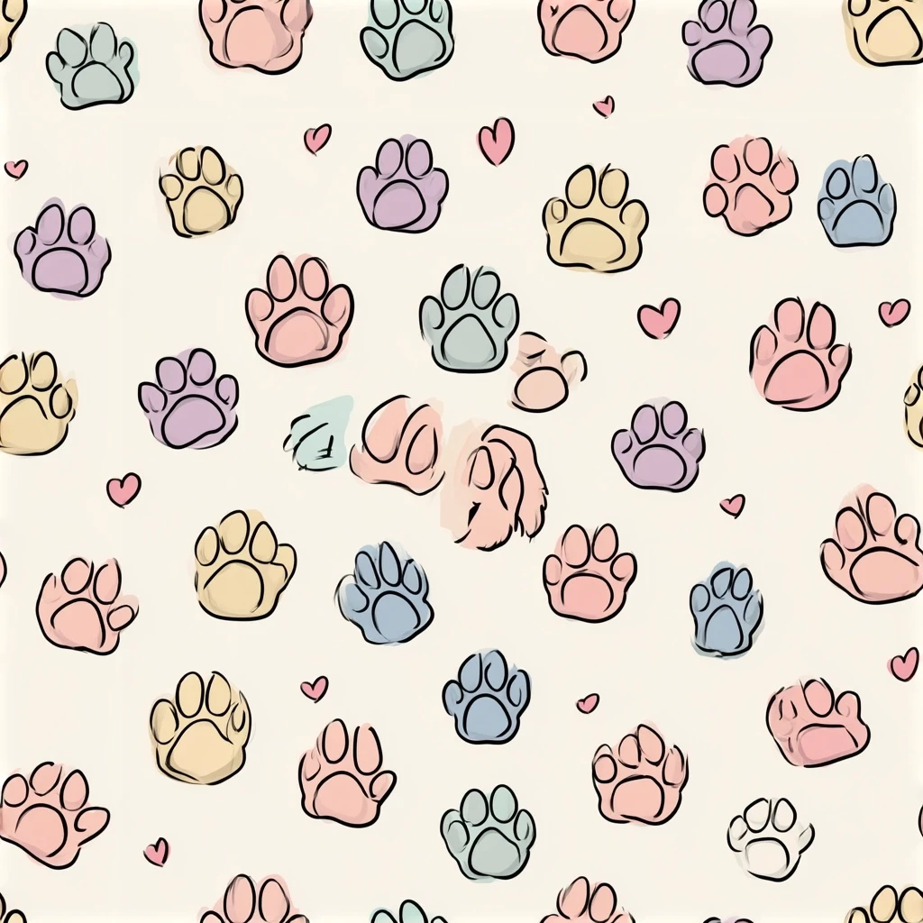 Cute Golden Retriever Paw Seamless Pattern