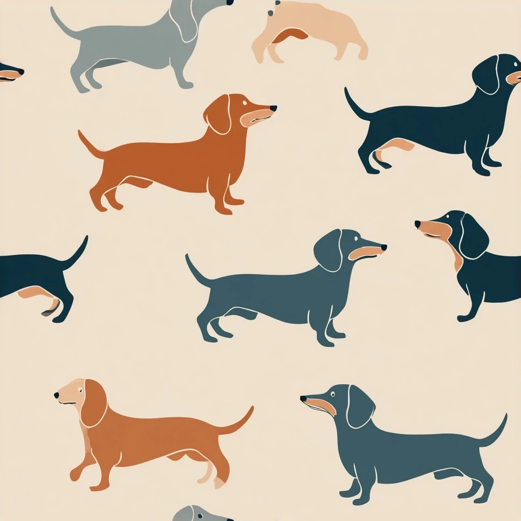 Dachshund Dog Seamless Pattern