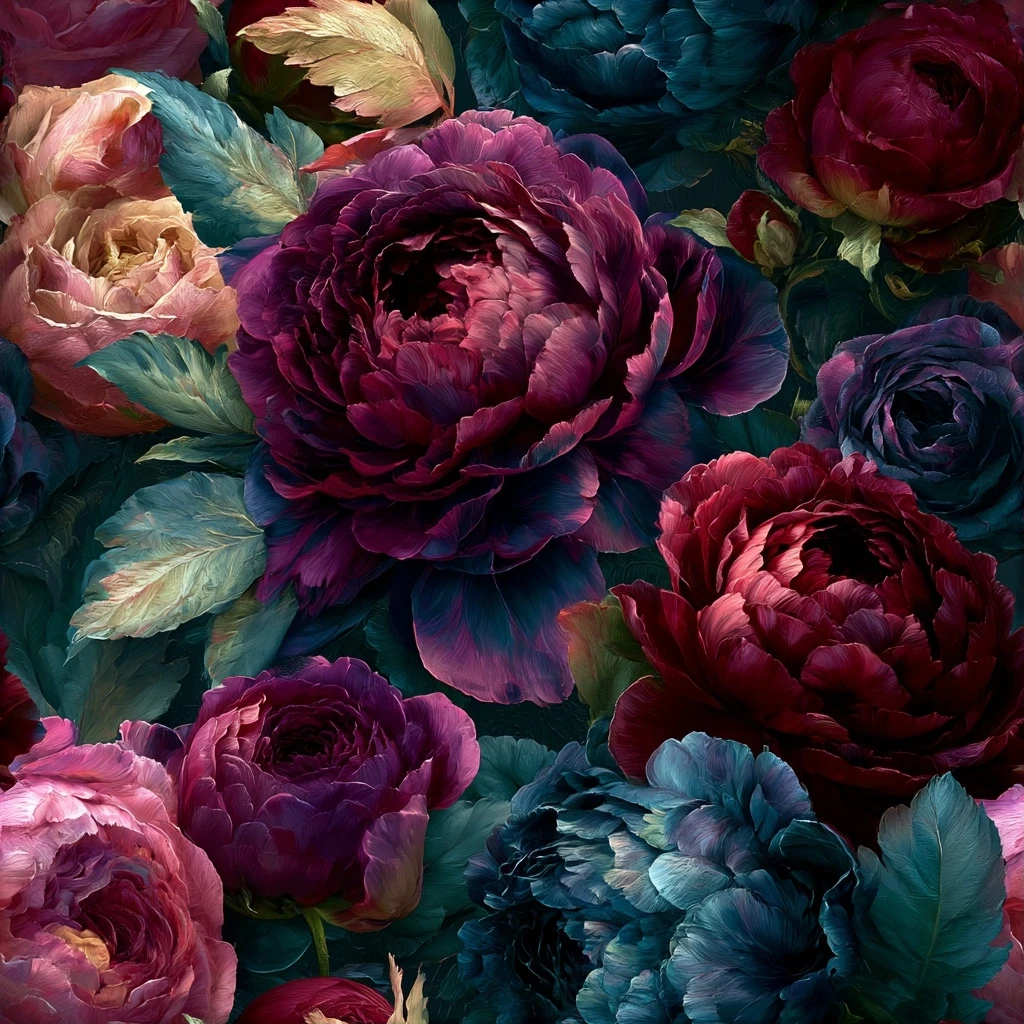 Dark Moody Floral Seamless Pattern