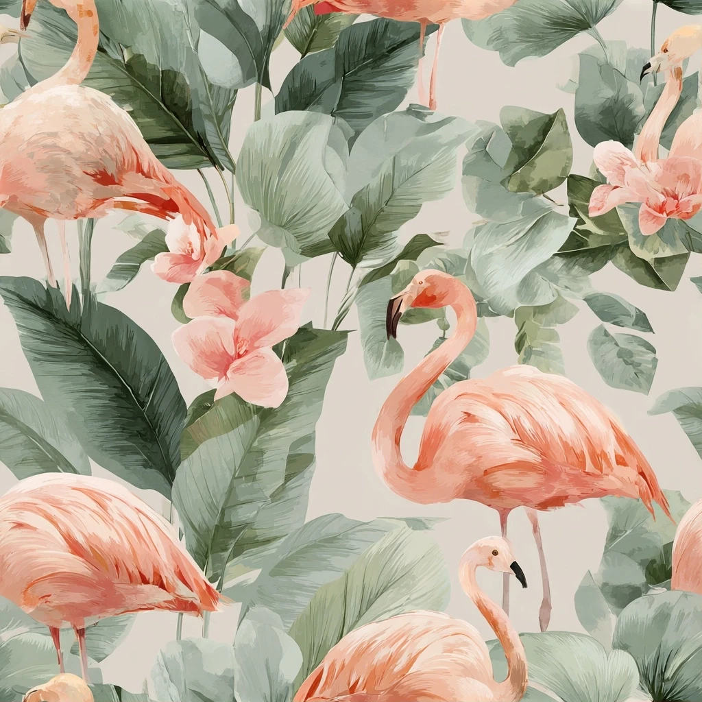 Exotic Flamingo Pink Seamless Pattern