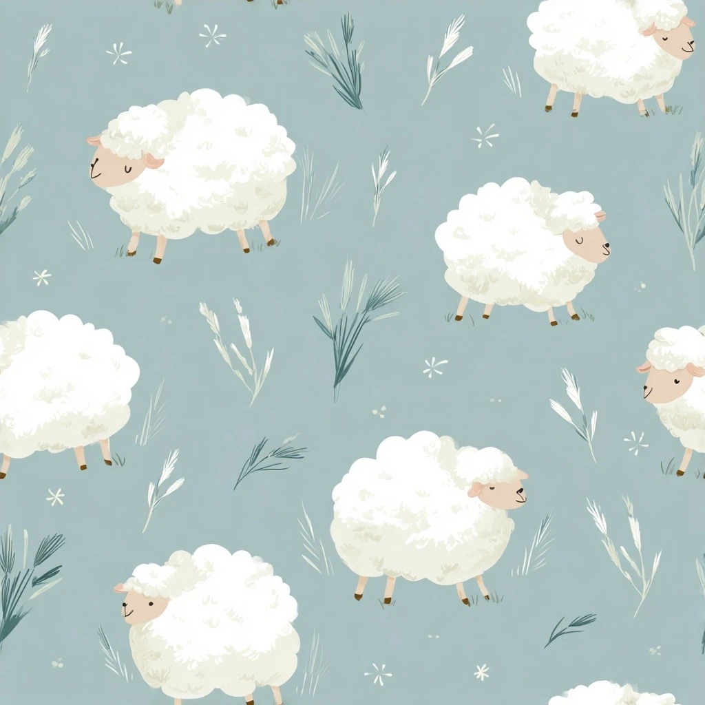 Fluffy Sheep Wool Seamless Pattern