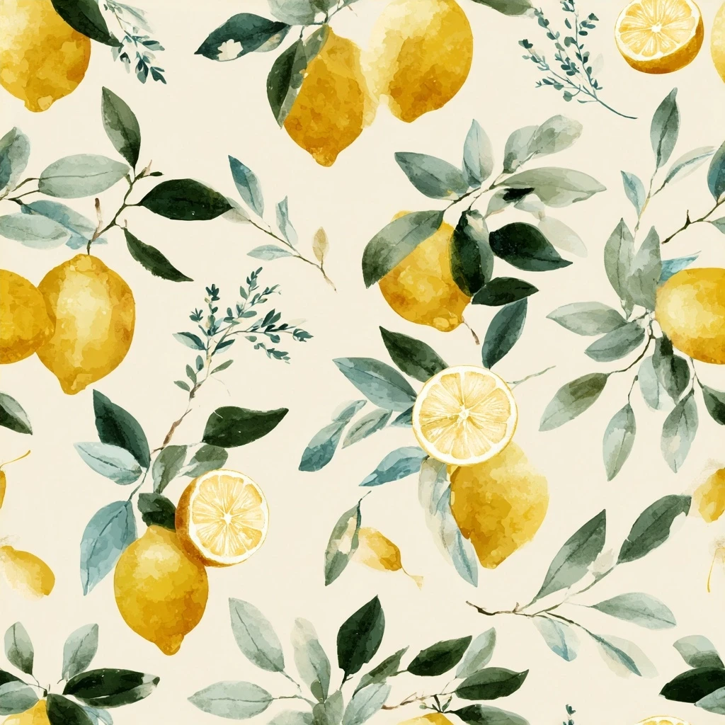 Fresh Lemon Mediterranean Seamless Pattern
