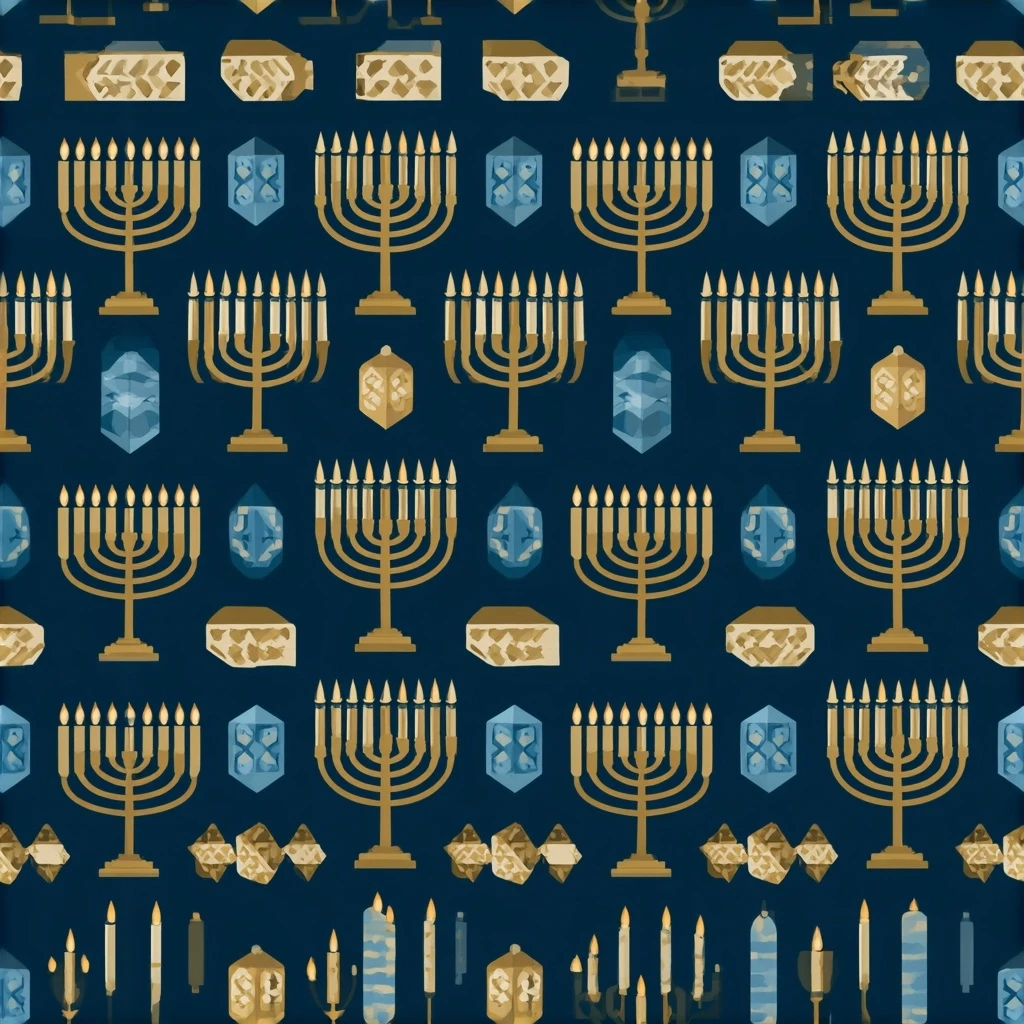 Hanukkah Menorah Dreidel Seamless Pattern