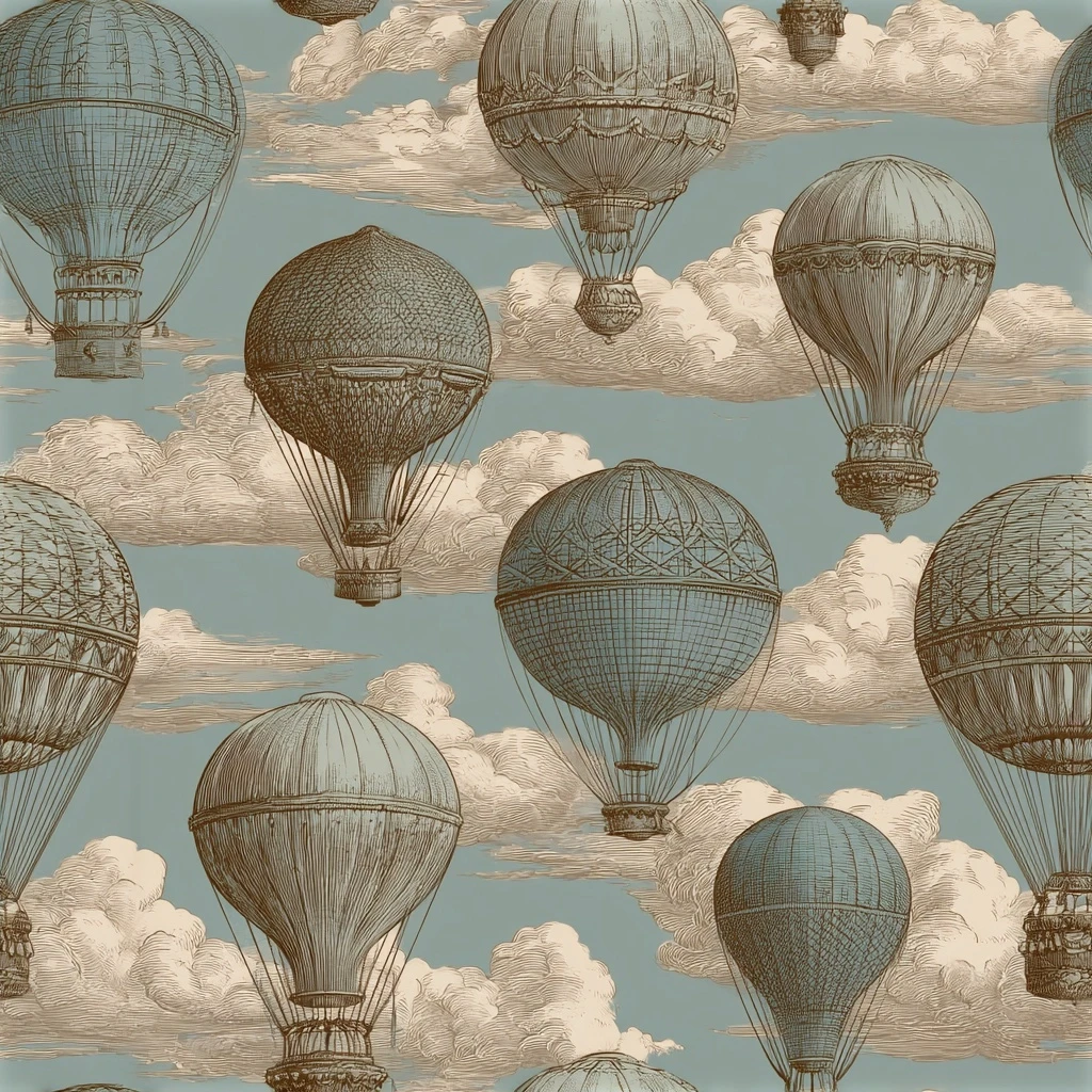 Hot Air Balloon Vintage Seamless Pattern