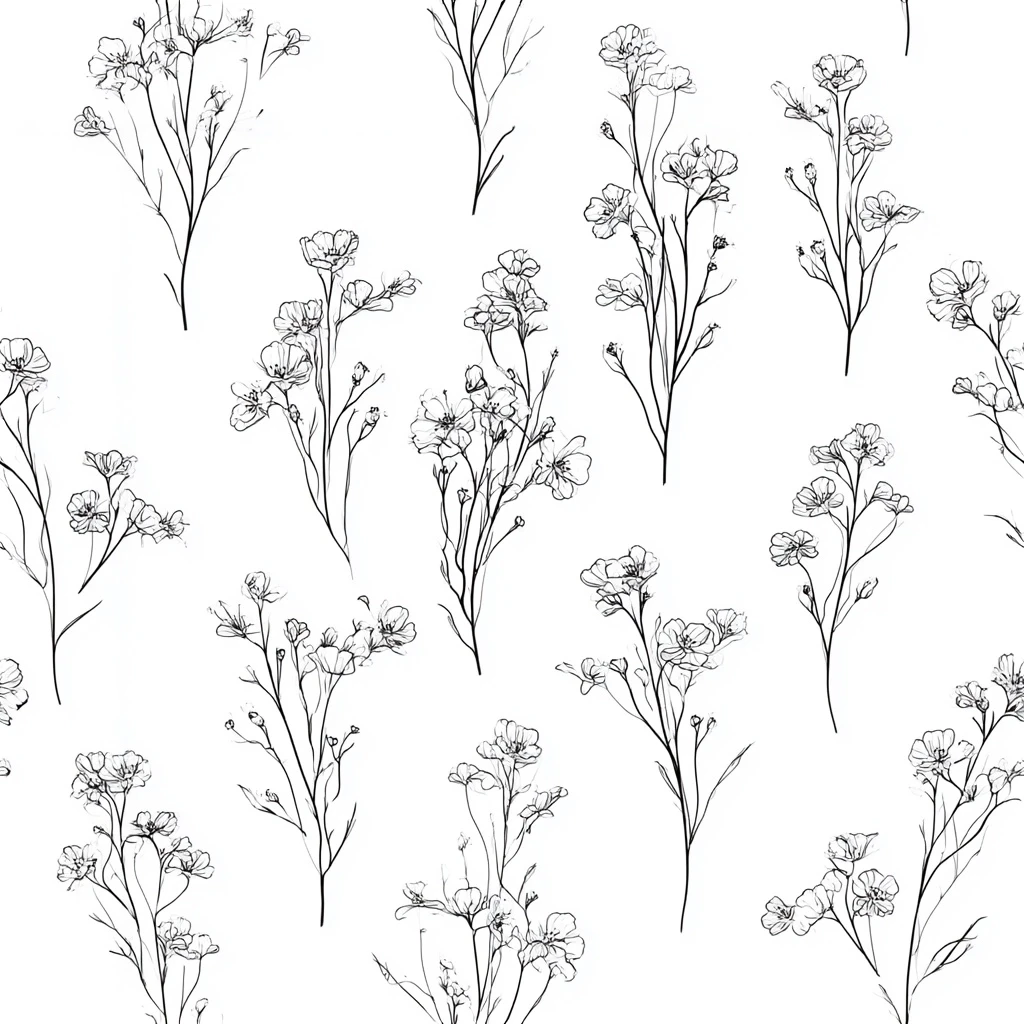 Line Art Floral Minimalist Seamless Pattern