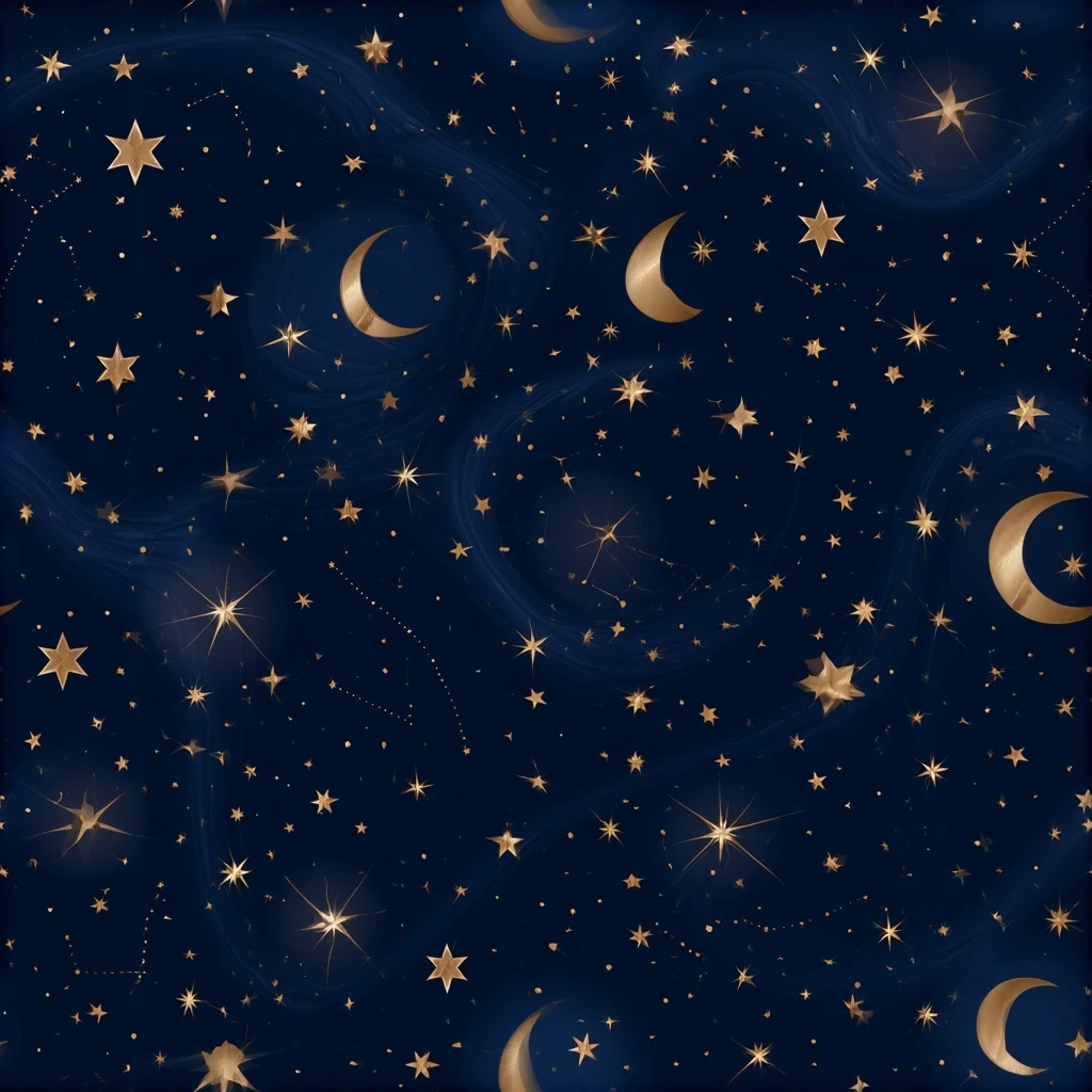 Navy Blue Gold Celestial Seamless Pattern