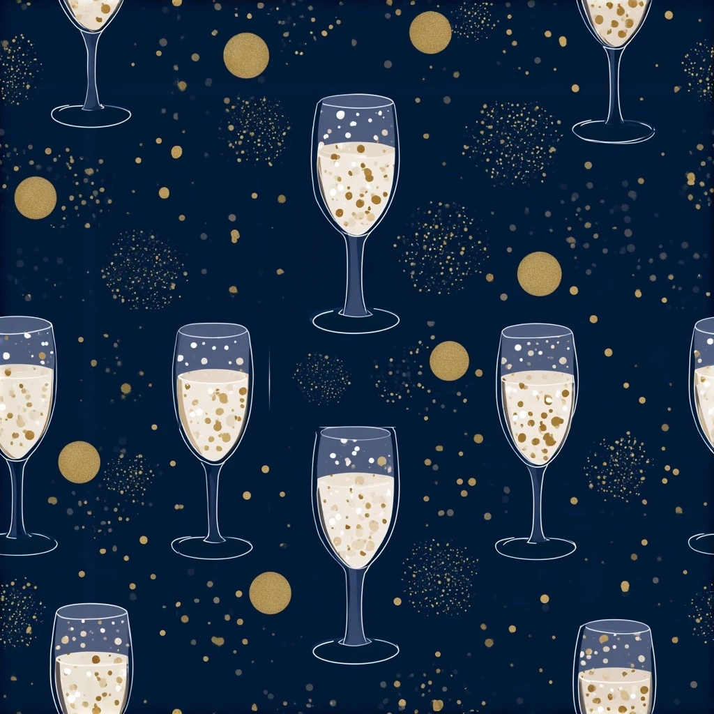New Year Champagne Sparkle Seamless Pattern
