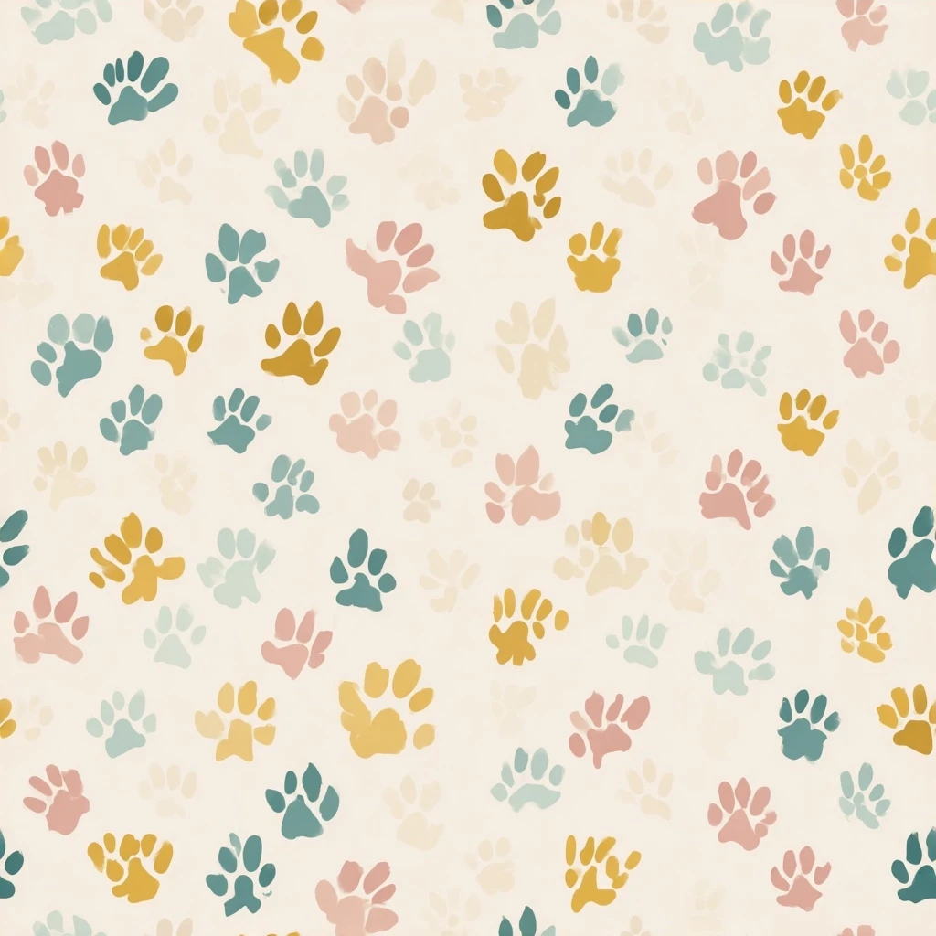Paw Prints Colorful Seamless Pattern