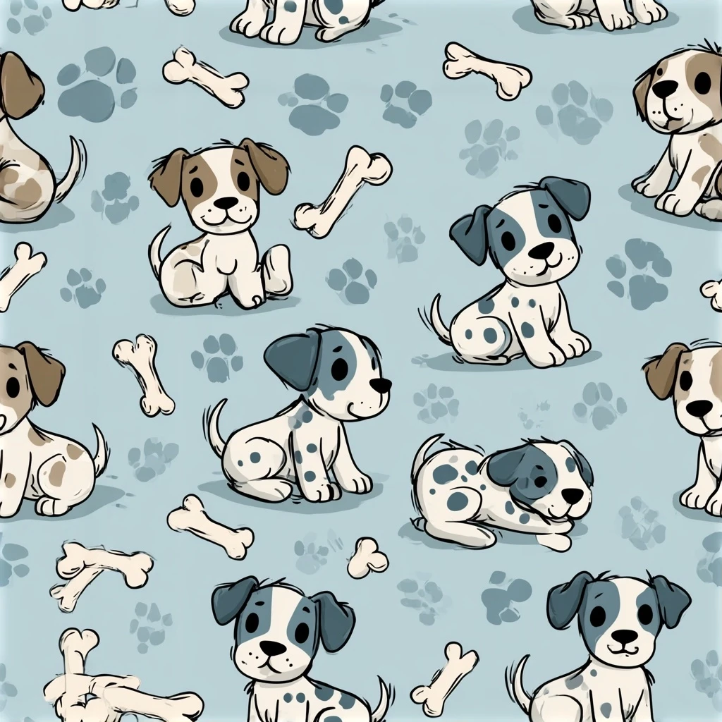 Playful Puppy Bones Seamless Pattern