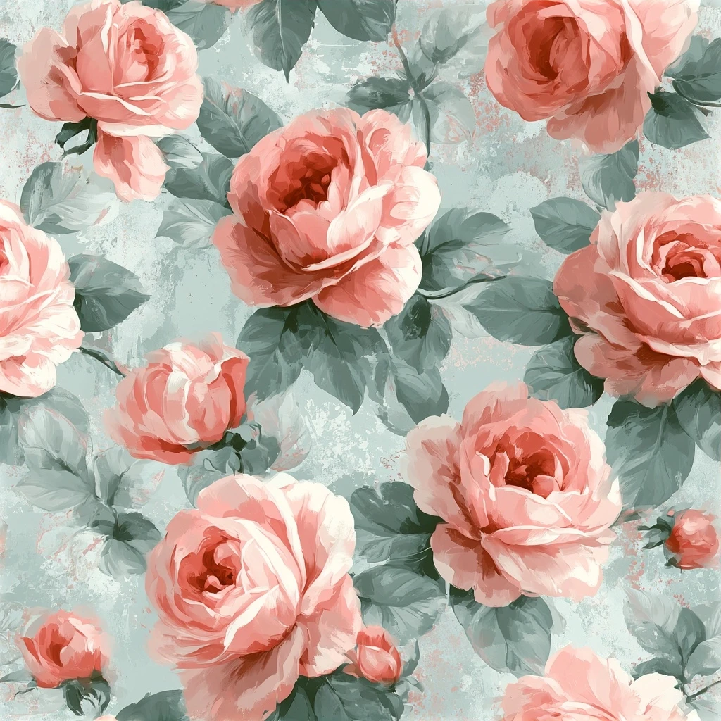 Shabby Chic Rose Seamless Pattern