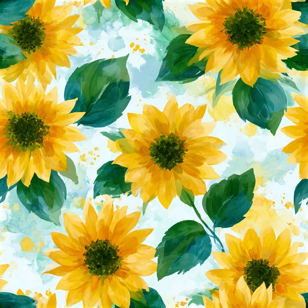 Sunflowers Summer Seamless Pattern