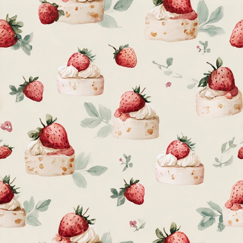 Sweet Strawberry Shortcake Seamless Pattern