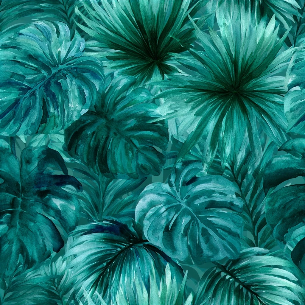 Tropical Palm Leaves Seamless Pattern