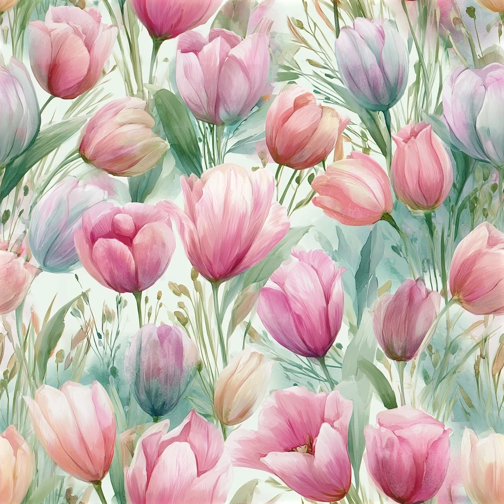 Tulip Spring Garden Seamless Pattern