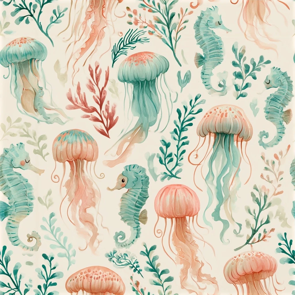 Whimsical Sea Life Seamless Pattern