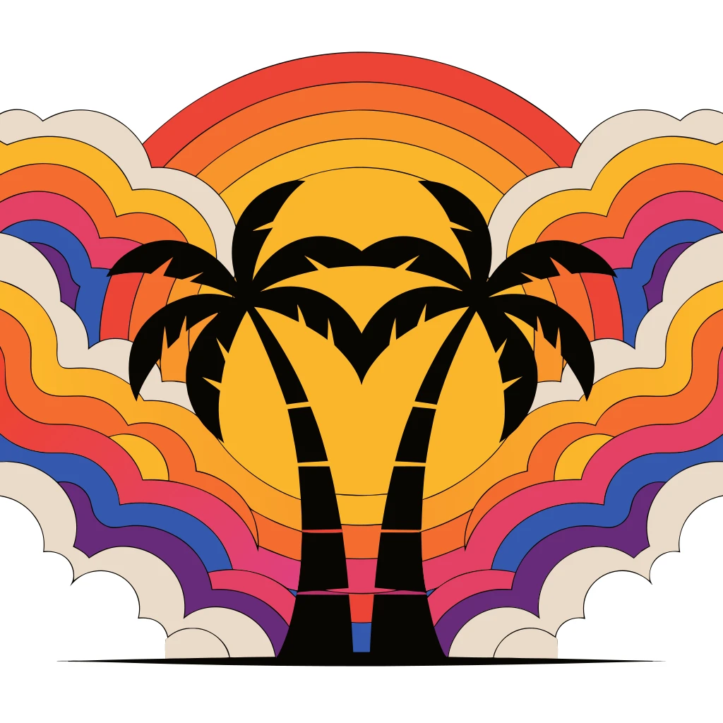 Retro Sunset for POD Sellers Vector Art