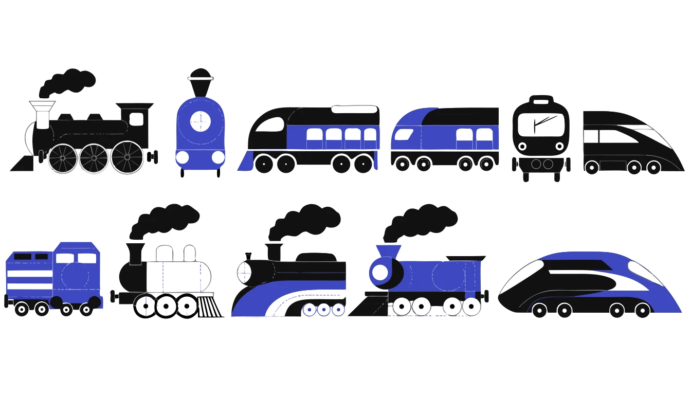 Patternful AI — Fully Editable Train Locomotive Vector Files